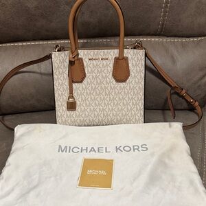 Michael Kors Brown and Cream Signature Satchel